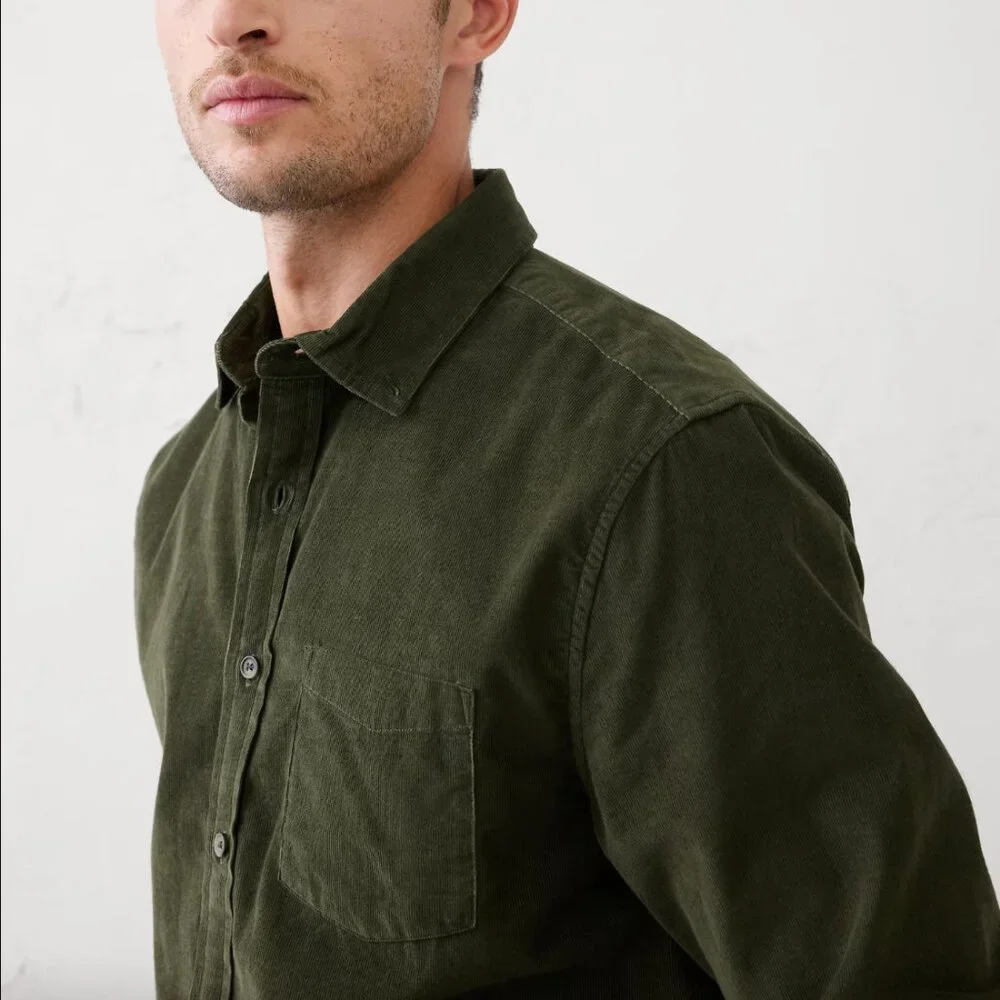 Banana Republic Slim-Fit Fine Wale Corduroy Shirt, Rustic Villa Red, Medium, NWT